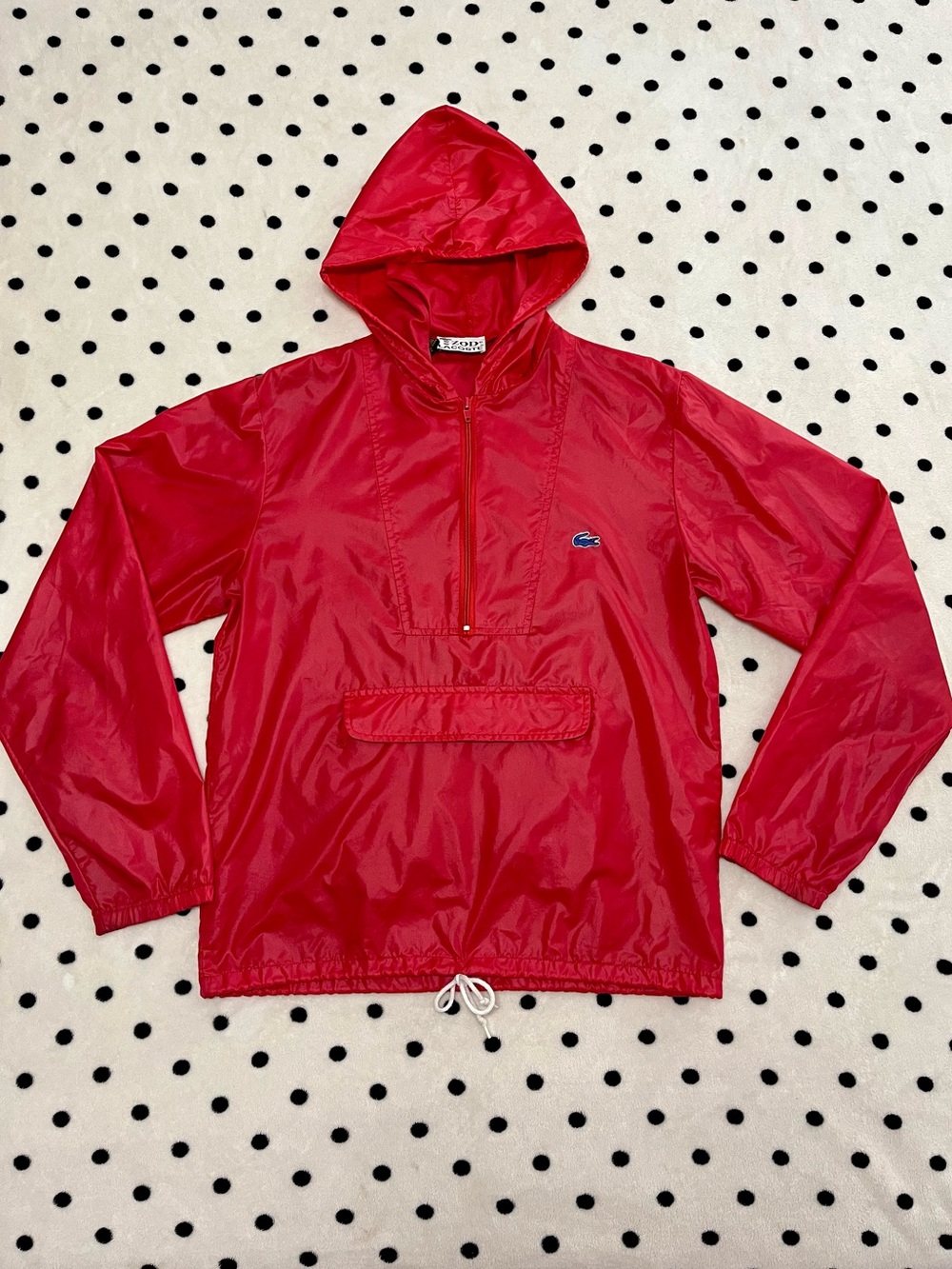 Vintage Izod Lacoste Red Nylon Pullover Anorak Jacket Size M